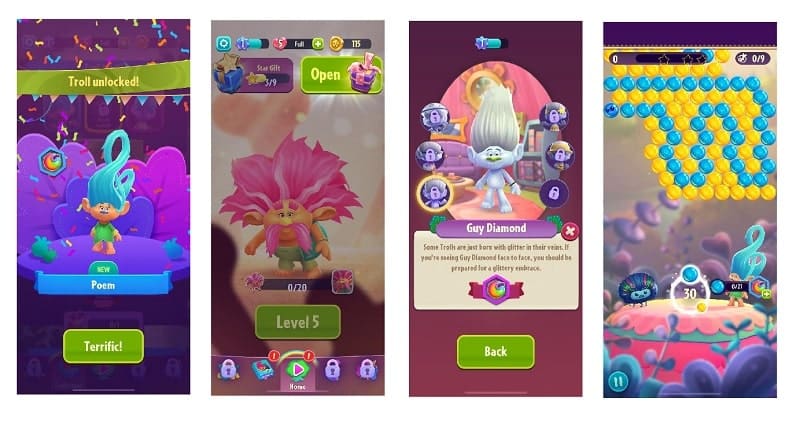DreamWorks Trolls Pop ist ein drolliges Game DreamWorks Trolls Pop bietet euch bereits über 300 Levels