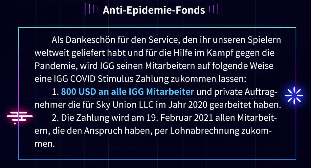 IGG zahlt 1500 Mitarbeitern einen COVID-Bonus IGG zahlt Mitarbeitern einen COVID-Bonus