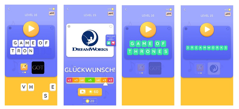 Kostenlose Spiele-Apps - das sind Bilder zum Spiel Jingle Quiz