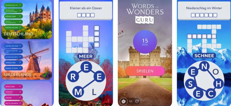 Das sind offizielle Screens aus dem Spiel Words of Wonders - Guru für iOS