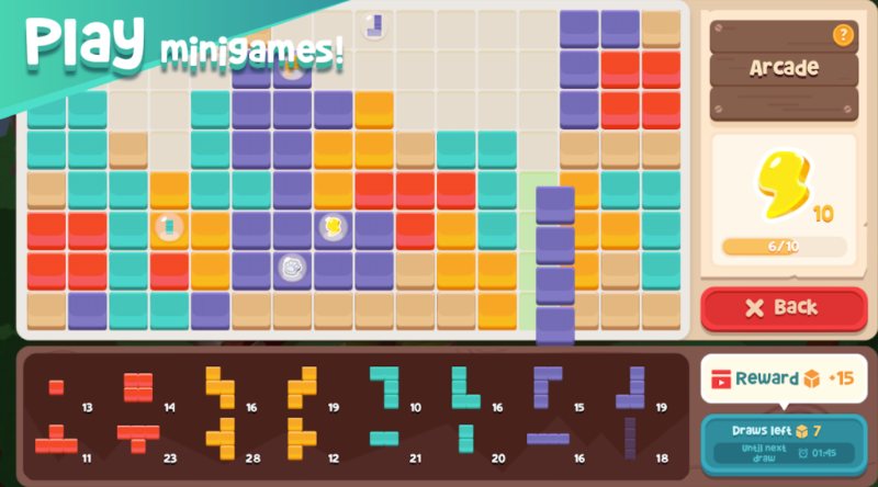 Auch ein Tetris- oder Blockpuzzle-Klon ist in der Simulation The Secret of Cat Island enthalten