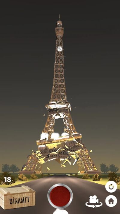 Auch der Nachbau des Eiffelturms muss  in Fake Island gesprengt werden