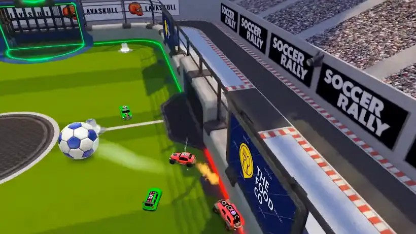 Soccer Rally ist ein rasantes 2v2-Fußball-Autospiel