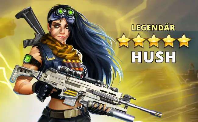 Puzzle Combat - Hush ist eine legendärin Heldin des Spiels