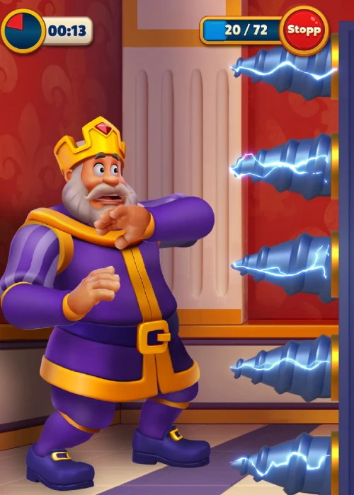 Royal Match: Rettet den König in verschiedenen Mini-Spielchen (diese könnt ihr auch überspringen, falls ihr keine Lust habt, 50 Extramünzen zu verdienen)