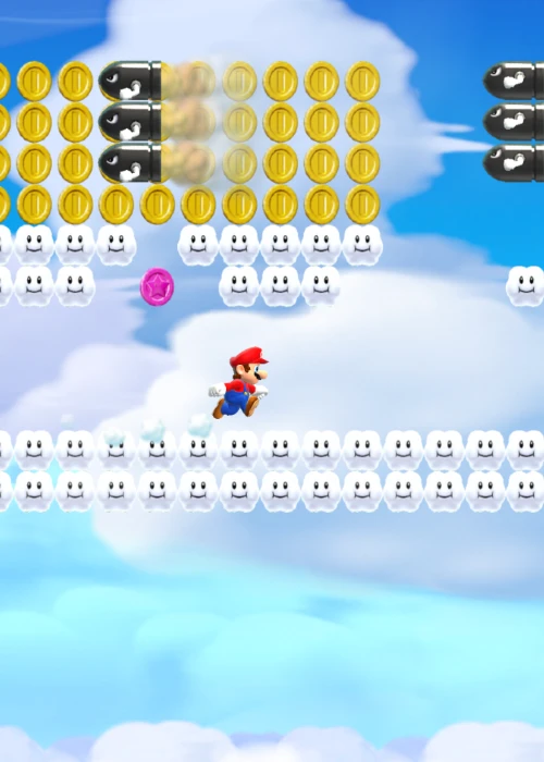 Super Mario Run: Diesen Typen kennt wohl jeder - und auch die Wolken und Raketen werden die meisten von euch seit Jahren kennen und lieben (Credit: Nintendo)