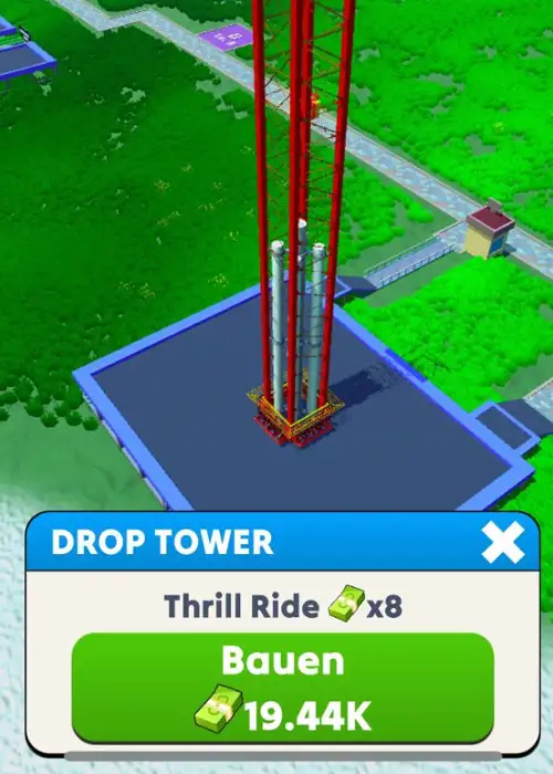 So schaut der Drop Tower in Rea Coaster aus
