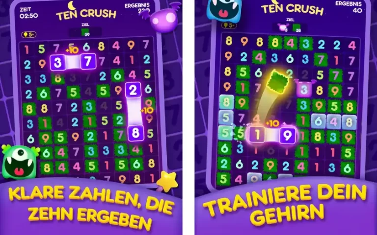 Wer kann in Ten Crush bis zur Zahl 10 kombinieren?
