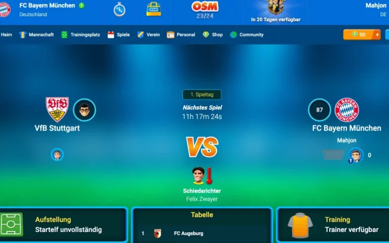 Spielt in Online Soccer Manager jetzt die laufende BL-Saison 23/24