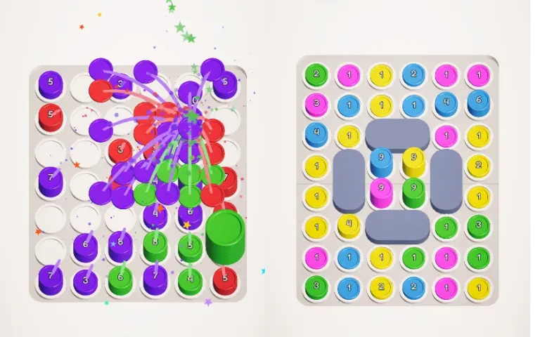 Stack em Up ist ein Stapel-Puzzle mit viel Werbung