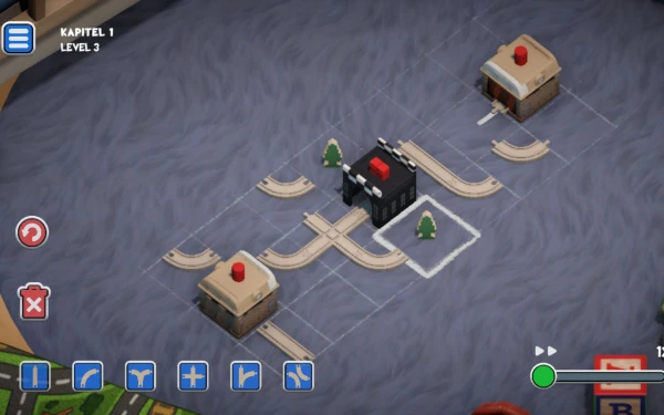 Screenshot meines Spiels aus dem dritten Level des Spiels Teeny Tiny Trains