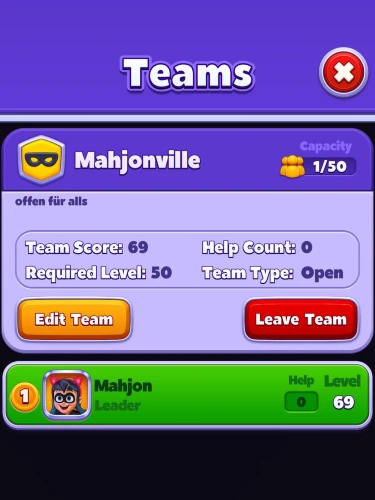 Match Villains ist ein cooles und werbefreies Match 3-Spiel 6 Wer mag, kann meinem Team beitreten; noch bin ich alleine in Match Villains unterwegs