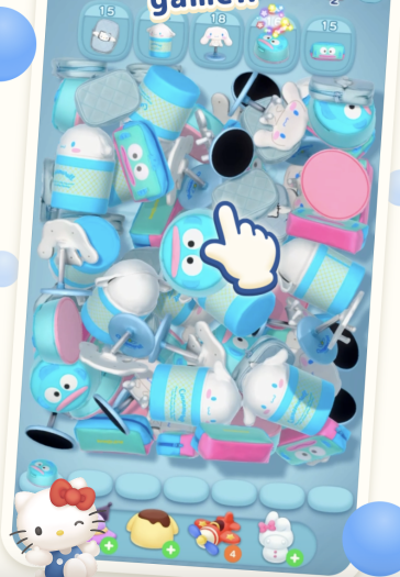 So schaut das Spielfeld von Helly Kitty Merch Match aus