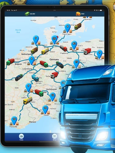 Logistics Empire Truck Manager: Behalte stets den Überblick, damit du immer weißt, wo sich deine Flotte gerade befindet