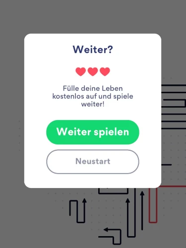 Arrows - Puzzle Escape belohnt dich für deinen Denkprozess 4 Arrows - Puzzle Escape: Ihr habt immer drei Leben zur Verfügung; erkennbar an den Herzen