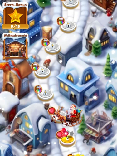 Der Weihnachtsmann ist natürlich mit seinem Schlitten unterwegs