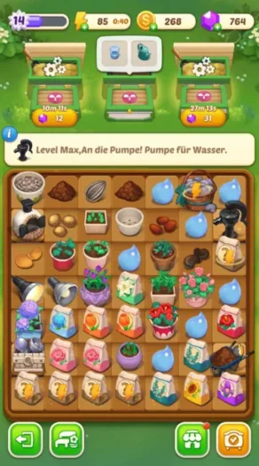 So schaut das Spielfeld von Merge Manor Sunny House aus